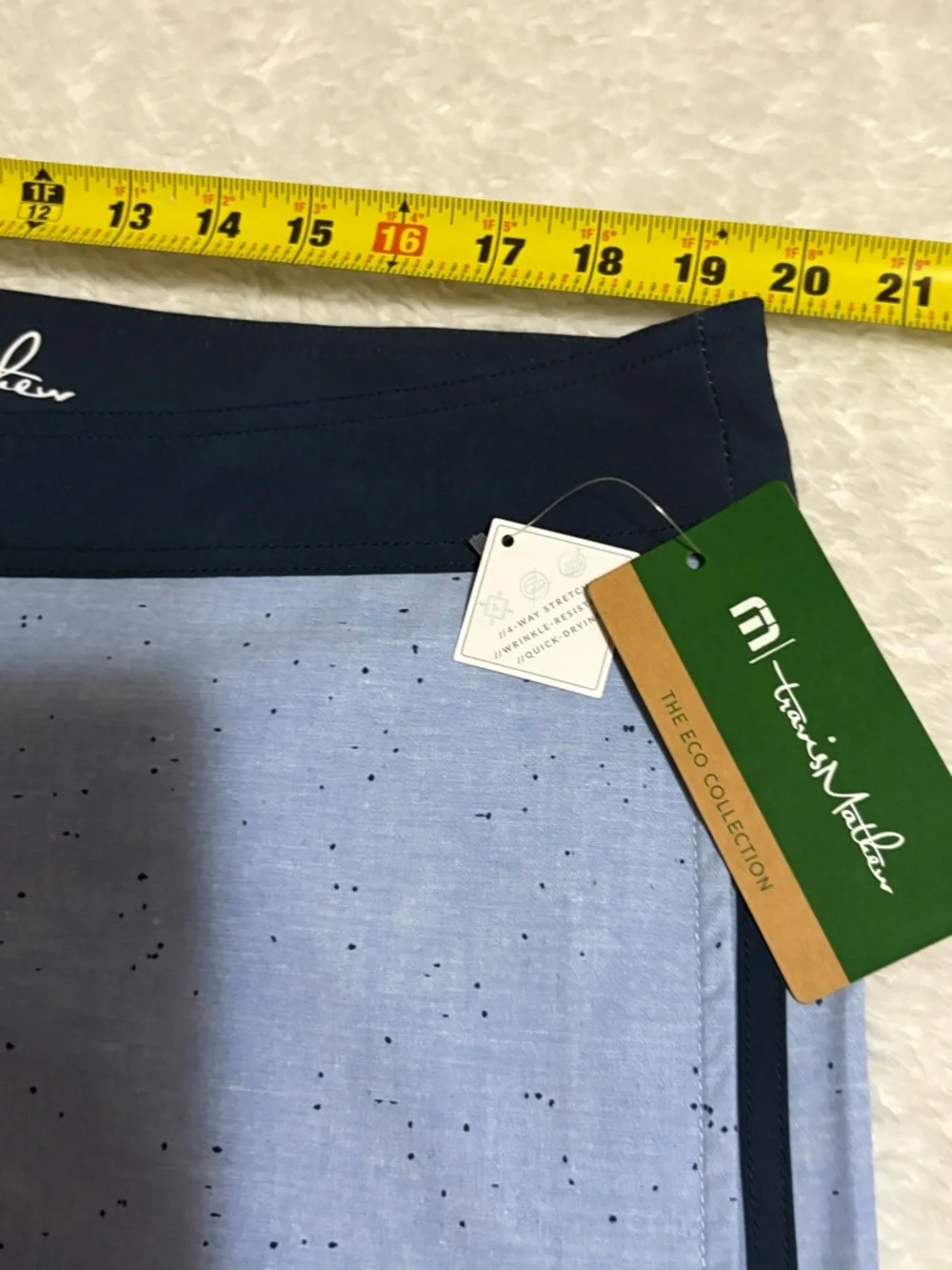 Travis Mathew Men's Eco Collection Yucatan Scallop Blue swim trunks Size 42